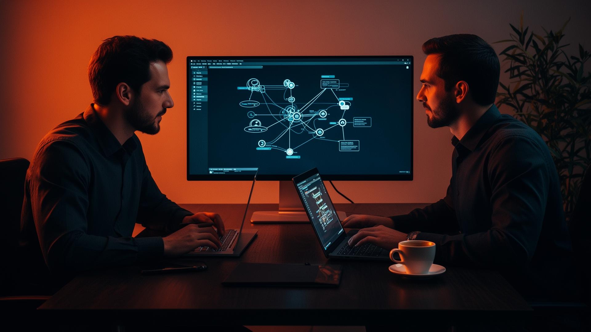 To konsulenter arbejder med AI workflow