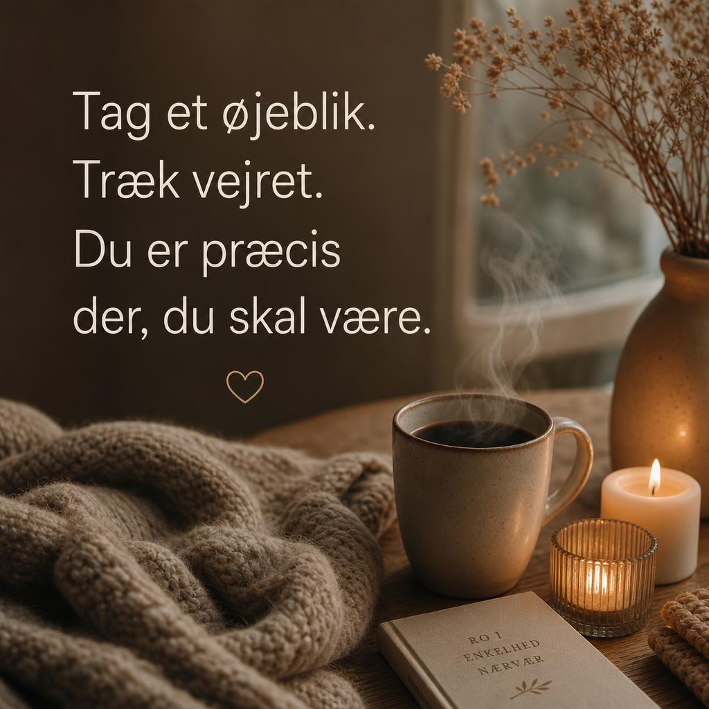 AI genereret quote grafik på dansk med hygge æstetik