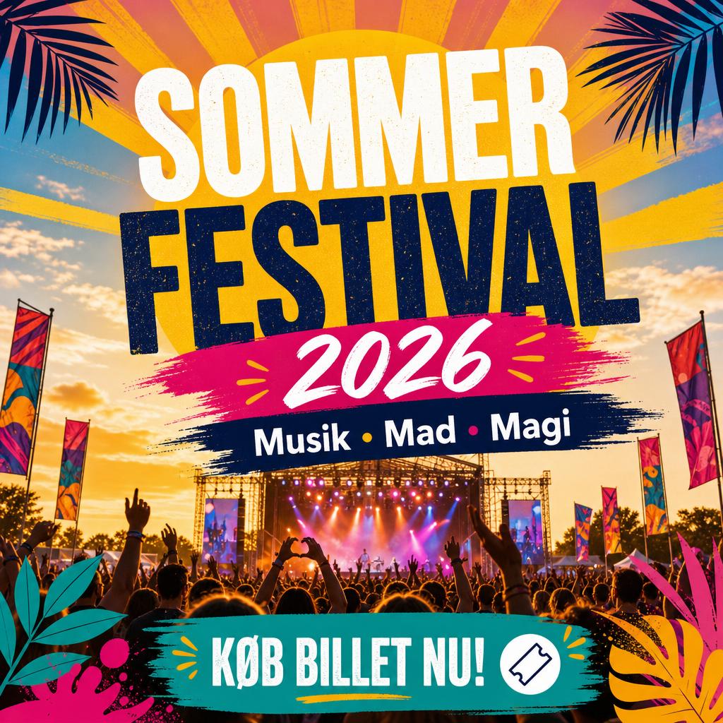 AI genereret event banner på dansk med sommerfestival